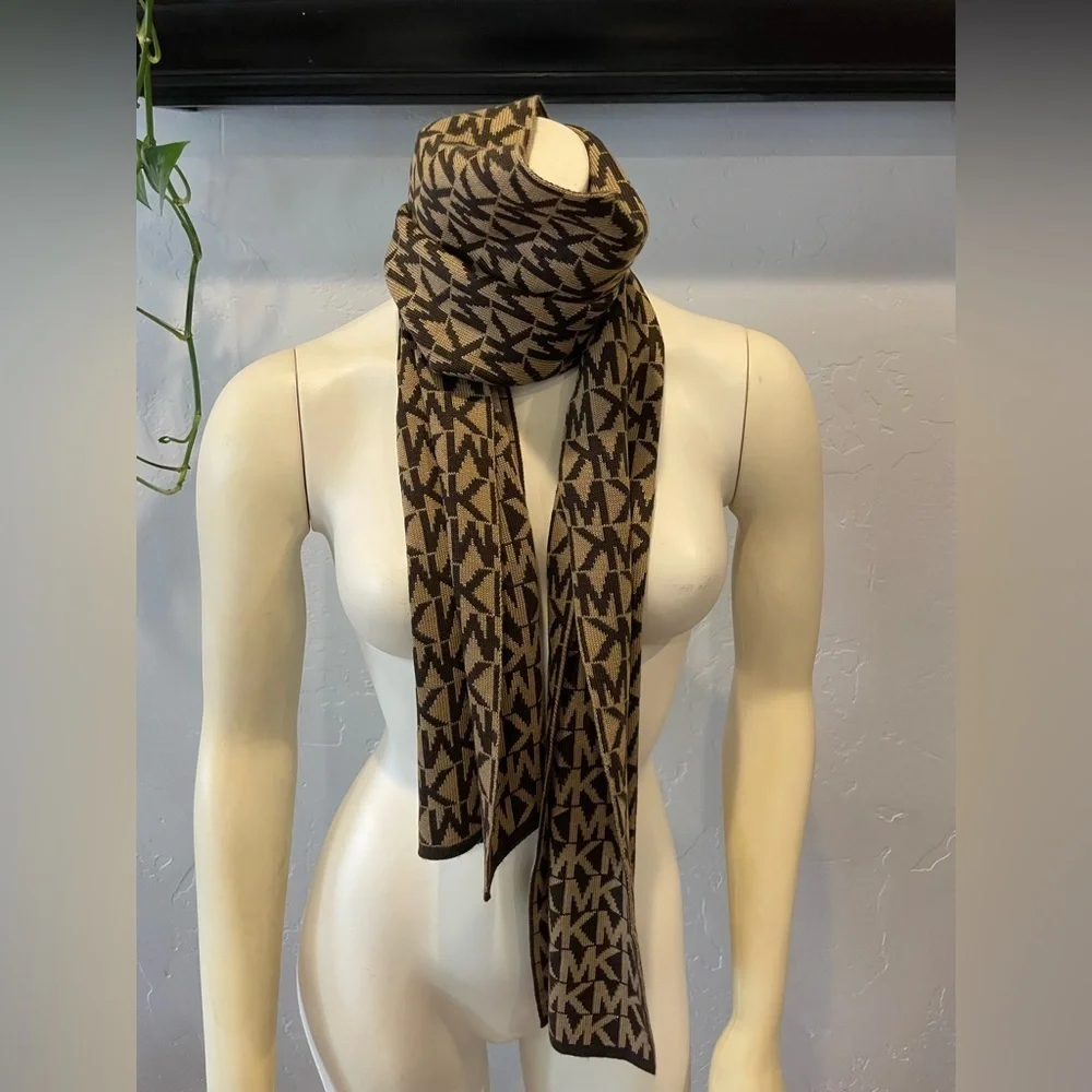 Michael Kors Brown and tan Logo Scarf